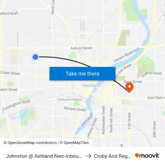 Johnston @ Ashland-Nwc-Inbound to Croby And Regan map