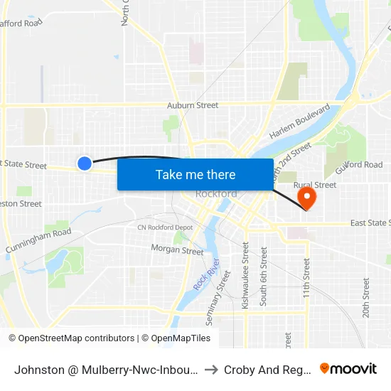 Johnston @ Mulberry-Nwc-Inbound to Croby And Regan map