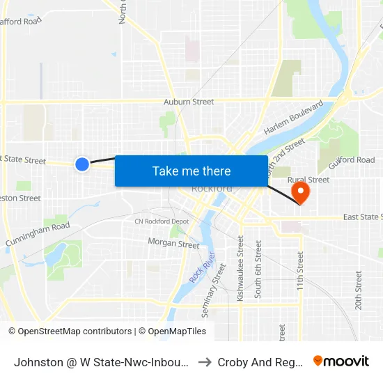 Johnston @ W State-Nwc-Inbound to Croby And Regan map