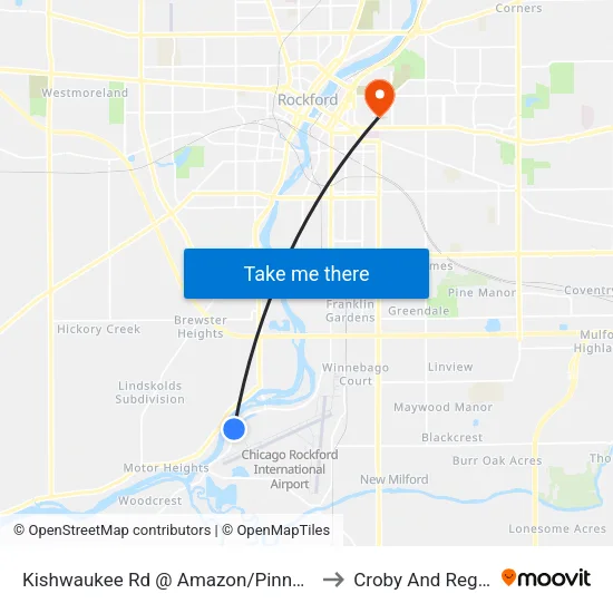 Kishwaukee Rd @ Amazon/Pinnacle to Croby And Regan map