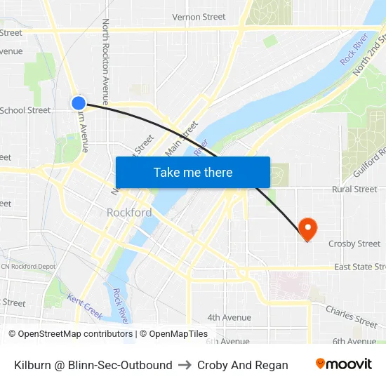 Kilburn @ Blinn-Sec-Outbound to Croby And Regan map