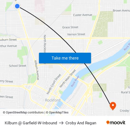 Kilburn @ Garfield-W-Inbound to Croby And Regan map