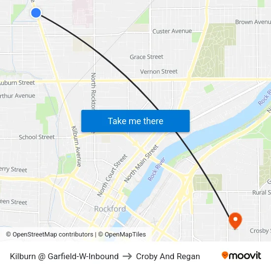 Kilburn @ Garfield-W-Inbound to Croby And Regan map