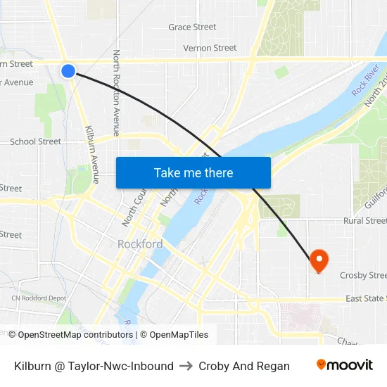 Kilburn @ Taylor-Nwc-Inbound to Croby And Regan map