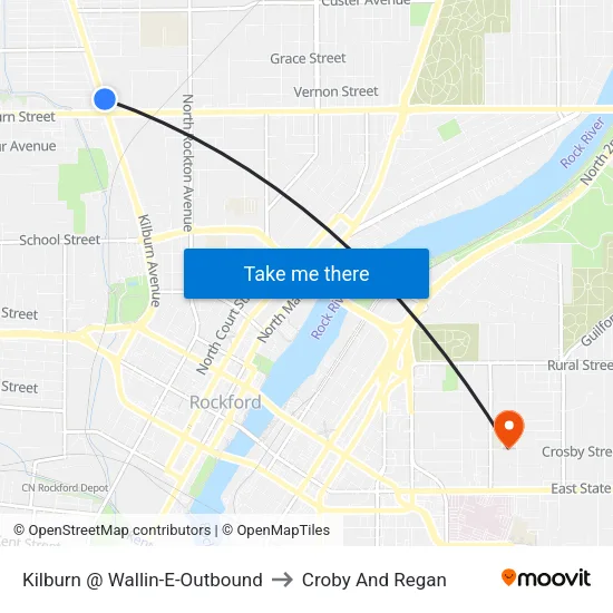 Kilburn @ Wallin-E-Outbound to Croby And Regan map