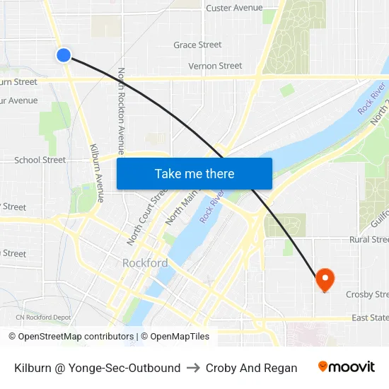Kilburn @ Yonge-Sec-Outbound to Croby And Regan map