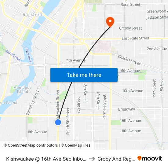 Kishwaukee @ 16th Ave-Sec-Inbound to Croby And Regan map
