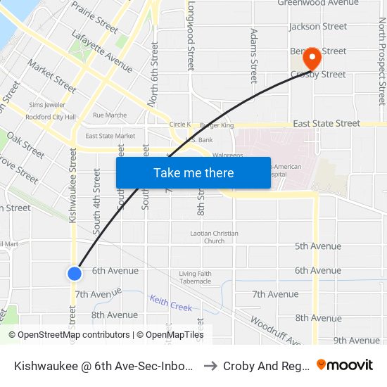 Kishwaukee @ 6th Ave-Sec-Inbound to Croby And Regan map