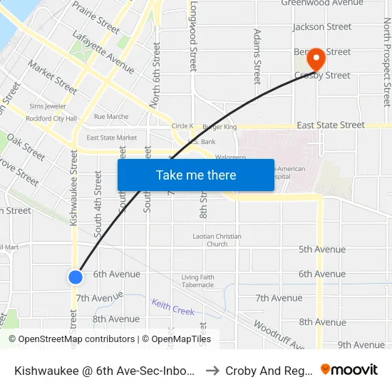 Kishwaukee @ 6th Ave-Sec-Inbound to Croby And Regan map