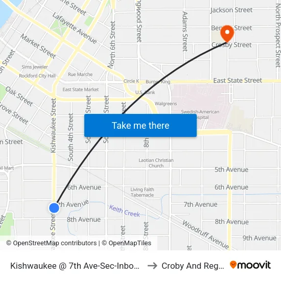 Kishwaukee @ 7th Ave-Sec-Inbound to Croby And Regan map