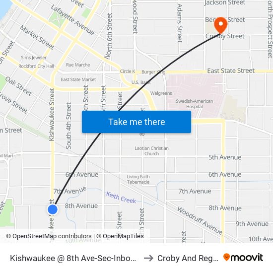 Kishwaukee @ 8th Ave-Sec-Inbound to Croby And Regan map