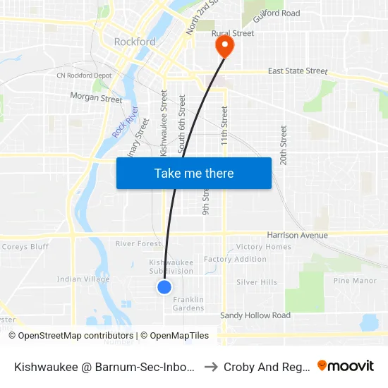 Kishwaukee @ Barnum-Sec-Inbound to Croby And Regan map