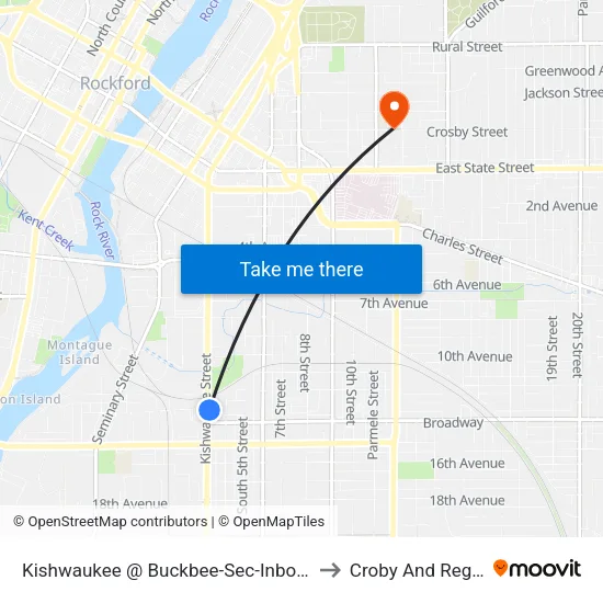 Kishwaukee @ Buckbee-Sec-Inbound to Croby And Regan map