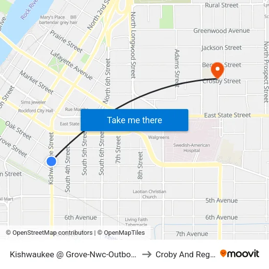 Kishwaukee @ Grove-Nwc-Outbound to Croby And Regan map