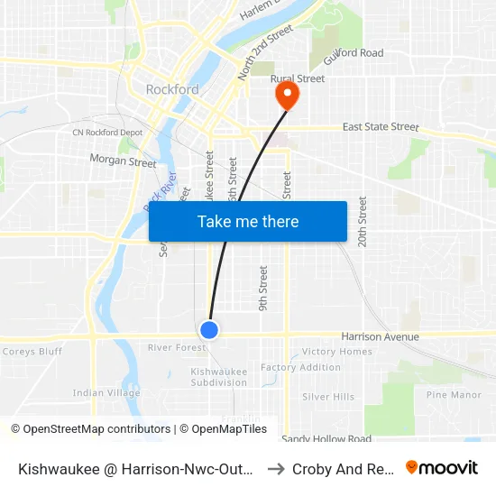 Kishwaukee @ Harrison-Nwc-Outbound to Croby And Regan map