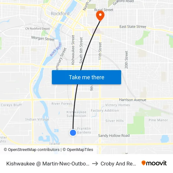 Kishwaukee @ Martin-Nwc-Outbound to Croby And Regan map