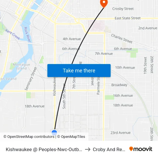 Kishwaukee @ Peoples-Nwc-Outbound to Croby And Regan map