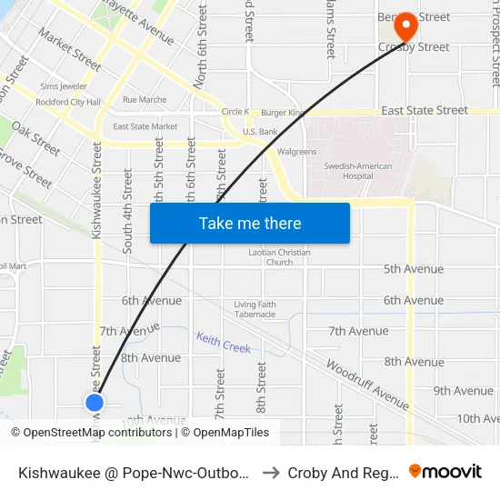 Kishwaukee @ Pope-Nwc-Outbound to Croby And Regan map