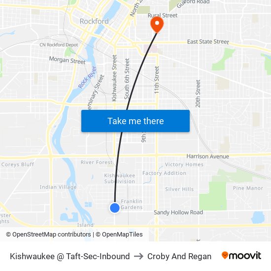 Kishwaukee @ Taft-Sec-Inbound to Croby And Regan map