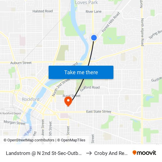 Landstrom @ N 2nd St-Sec-Outbound to Croby And Regan map