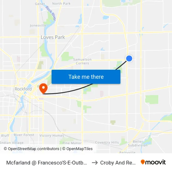 Mcfarland @ Francesco'S-E-Outbound to Croby And Regan map
