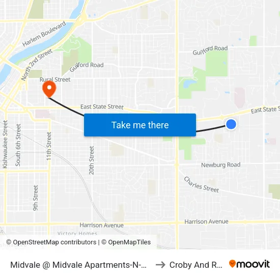 Midvale @ Midvale Apartments-N-Outbound to Croby And Regan map