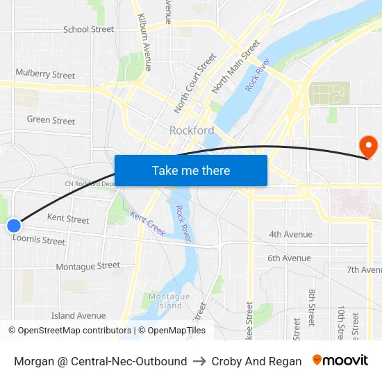 Morgan @ Central-Nec-Outbound to Croby And Regan map