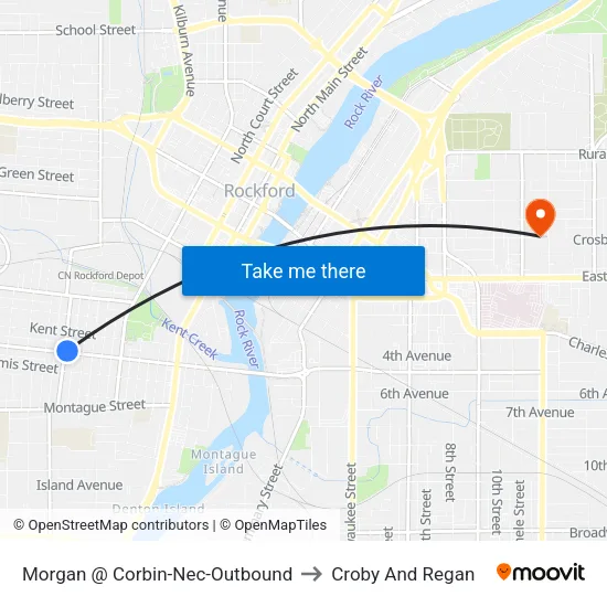 Morgan @ Corbin-Nec-Outbound to Croby And Regan map