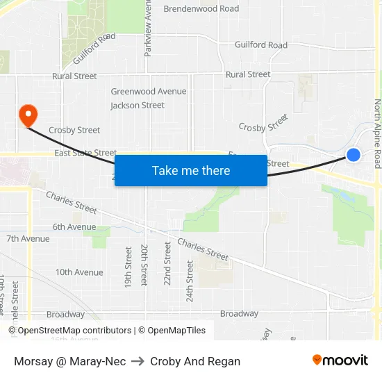 Morsay @ Maray-Nec to Croby And Regan map