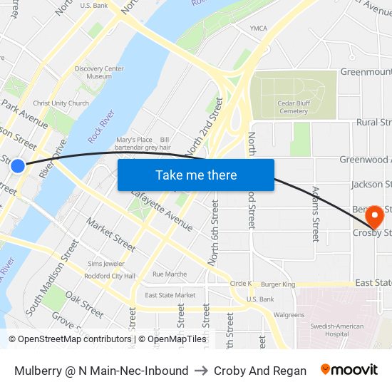 Mulberry @ N Main-Nec-Inbound to Croby And Regan map