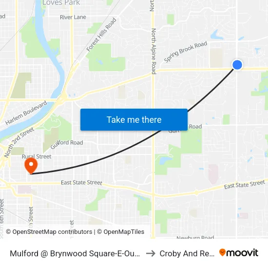 Mulford @ Brynwood Square-E-Outbound to Croby And Regan map