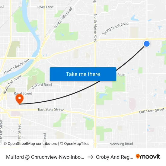 Mulford @ Chruchview-Nwc-Inbound to Croby And Regan map