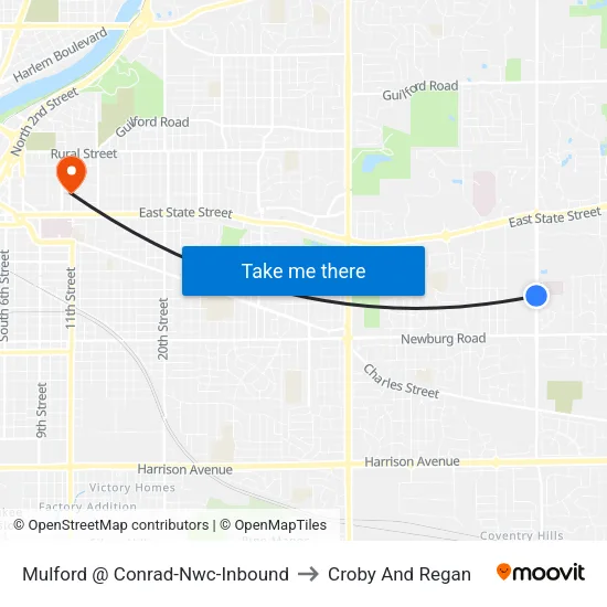 Mulford @ Conrad-Nwc-Inbound to Croby And Regan map