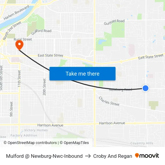 Mulford @ Newburg-Nwc-Inbound to Croby And Regan map