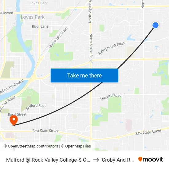 Mulford @ Rock Valley College-S-Outbound to Croby And Regan map