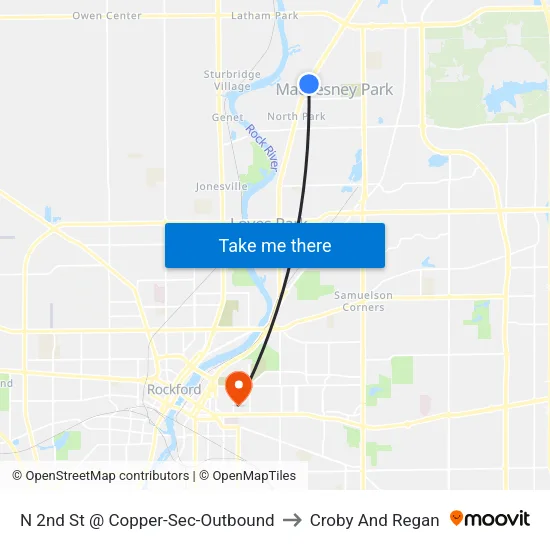 N 2nd St @ Copper-Sec-Outbound to Croby And Regan map
