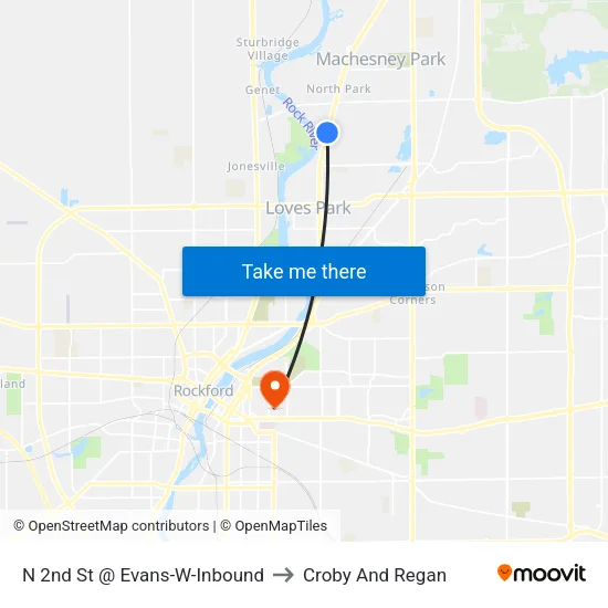 N 2nd St @ Evans-W-Inbound to Croby And Regan map