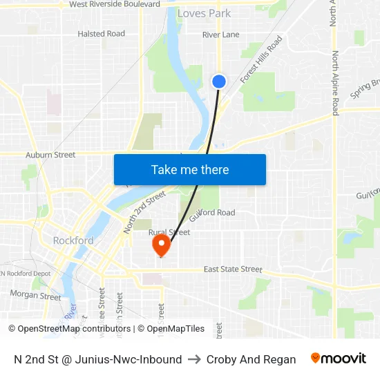 N 2nd St @ Junius-Nwc-Inbound to Croby And Regan map