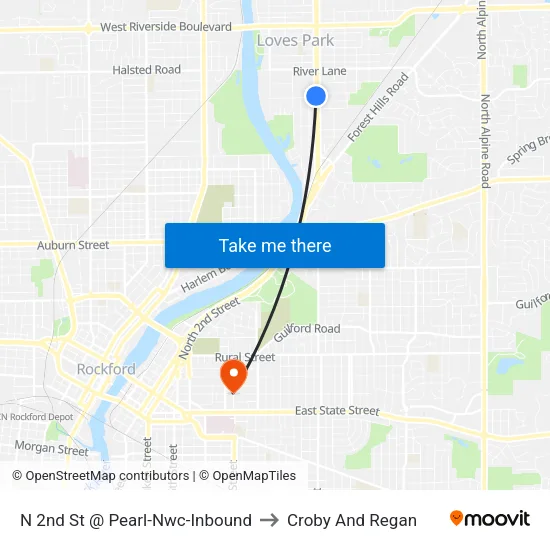 N 2nd St @ Pearl-Nwc-Inbound to Croby And Regan map
