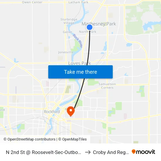 N 2nd St @ Roosevelt-Sec-Outbound to Croby And Regan map
