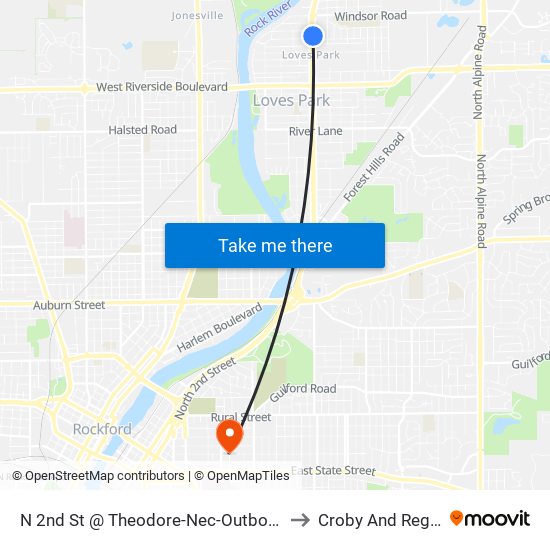 N 2nd St @ Theodore-Nec-Outbound to Croby And Regan map