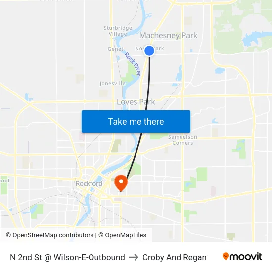 N 2nd St @ Wilson-E-Outbound to Croby And Regan map