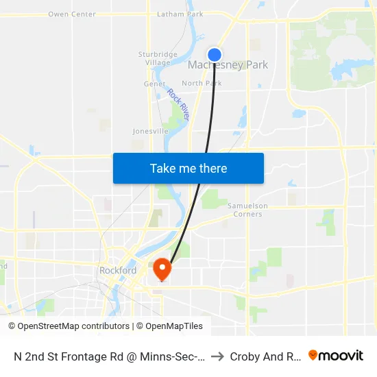 N 2nd St Frontage Rd @ Minns-Sec-Outbound to Croby And Regan map