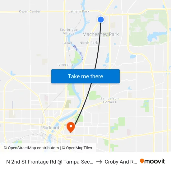N 2nd St Frontage Rd @ Tampa-Sec-Outbound to Croby And Regan map