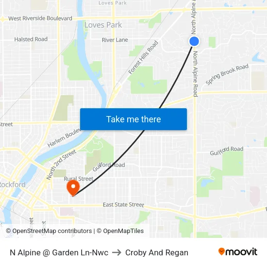 N Alpine @ Garden Ln-Nwc to Croby And Regan map