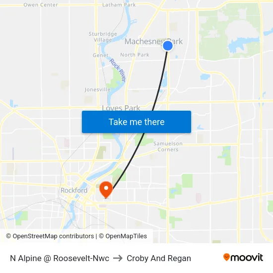 N Alpine @ Roosevelt-Nwc to Croby And Regan map