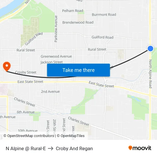 N Alpine @ Rural-E to Croby And Regan map