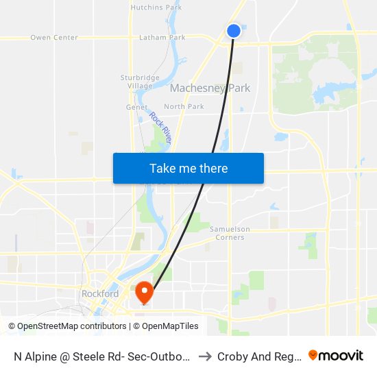 N Alpine @ Steele Rd- Sec-Outbound to Croby And Regan map