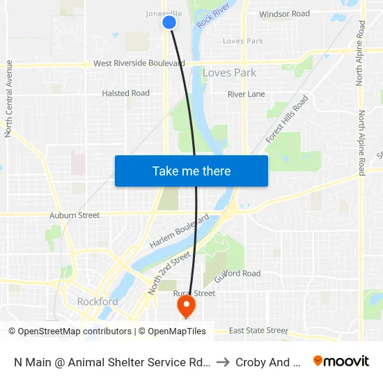 N Main @ Animal Shelter Service Rd-N-Inbound to Croby And Regan map