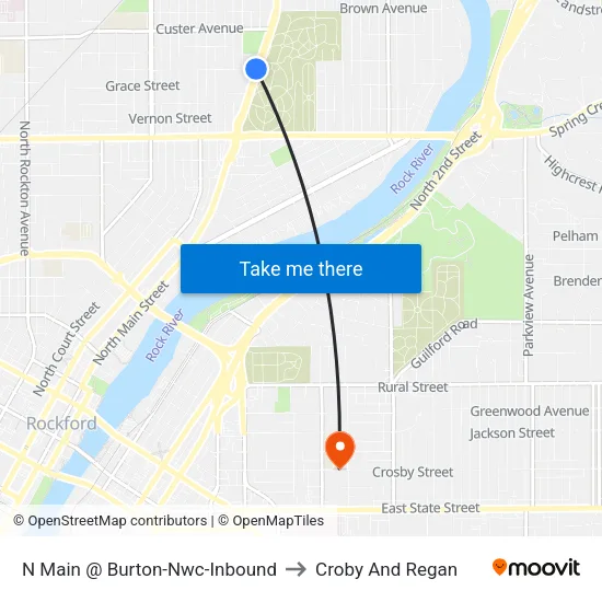 N Main @ Burton-Nwc-Inbound to Croby And Regan map